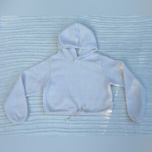 Wild Fable, White Sherpa Cropped Hoodie, Size M